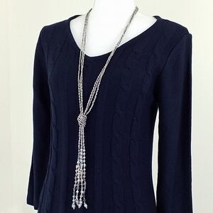 Custom made Silver Tone Long Necklace with a Knot.